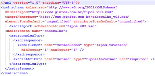 Exemplo de arquivo XSD