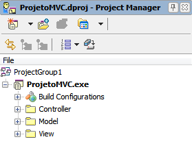 Estrutura de pastas exibida no Project Manager do Delphi