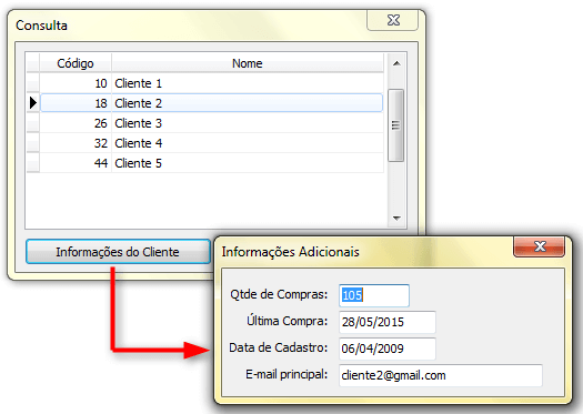 Informações adicionais em tela separada