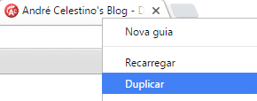 Menu "Duplicar" do Google Chrome