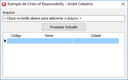 Formulário de exemplo de demonstração do Chain of Responsibility