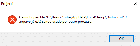 Mensagem de conflito de acesso ao arquivo