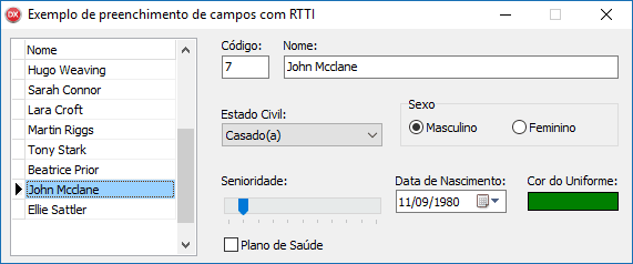 Controles visuais preenchidos através de RTTI