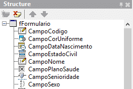 Nomes dos componentes para associar com propriedades do objeto