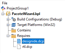 Inclusão da referência ao arquivo "designide.dcp" na seção Requires
