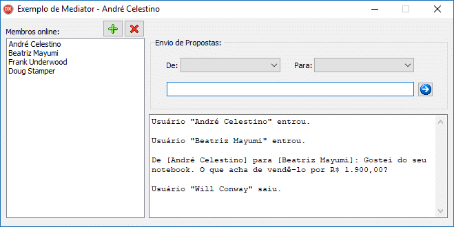 Exemplo de aplicação utilizando o Design Pattern Mediator