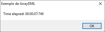 Tempo das inserções sem utilizar o ArrayDML